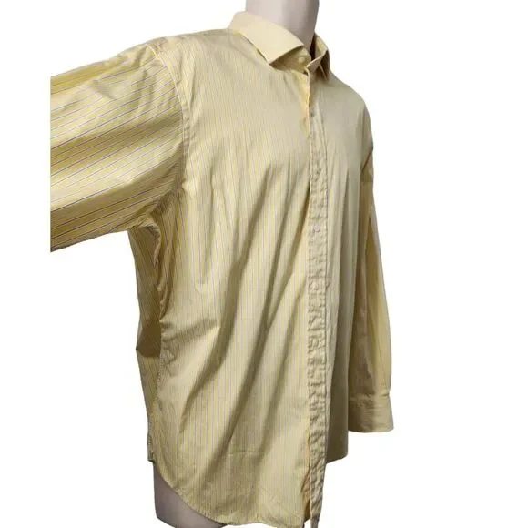 Men's Long Sleeve Polo Ralph Lauren Button Up Dress Shirt Size 16 1/2 Yellow - Picture 4 of 9